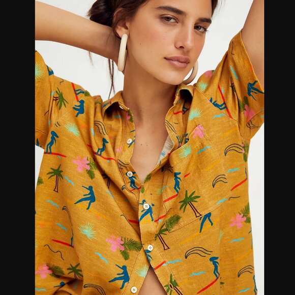 Free People // Banner Day Surfer Hawaiian Tee - Picture 1 of 8
